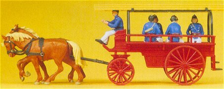 Preiser 30427 HO Scale Emergency - Horse-Drawn Fire Equipment -- "Flying Squad"