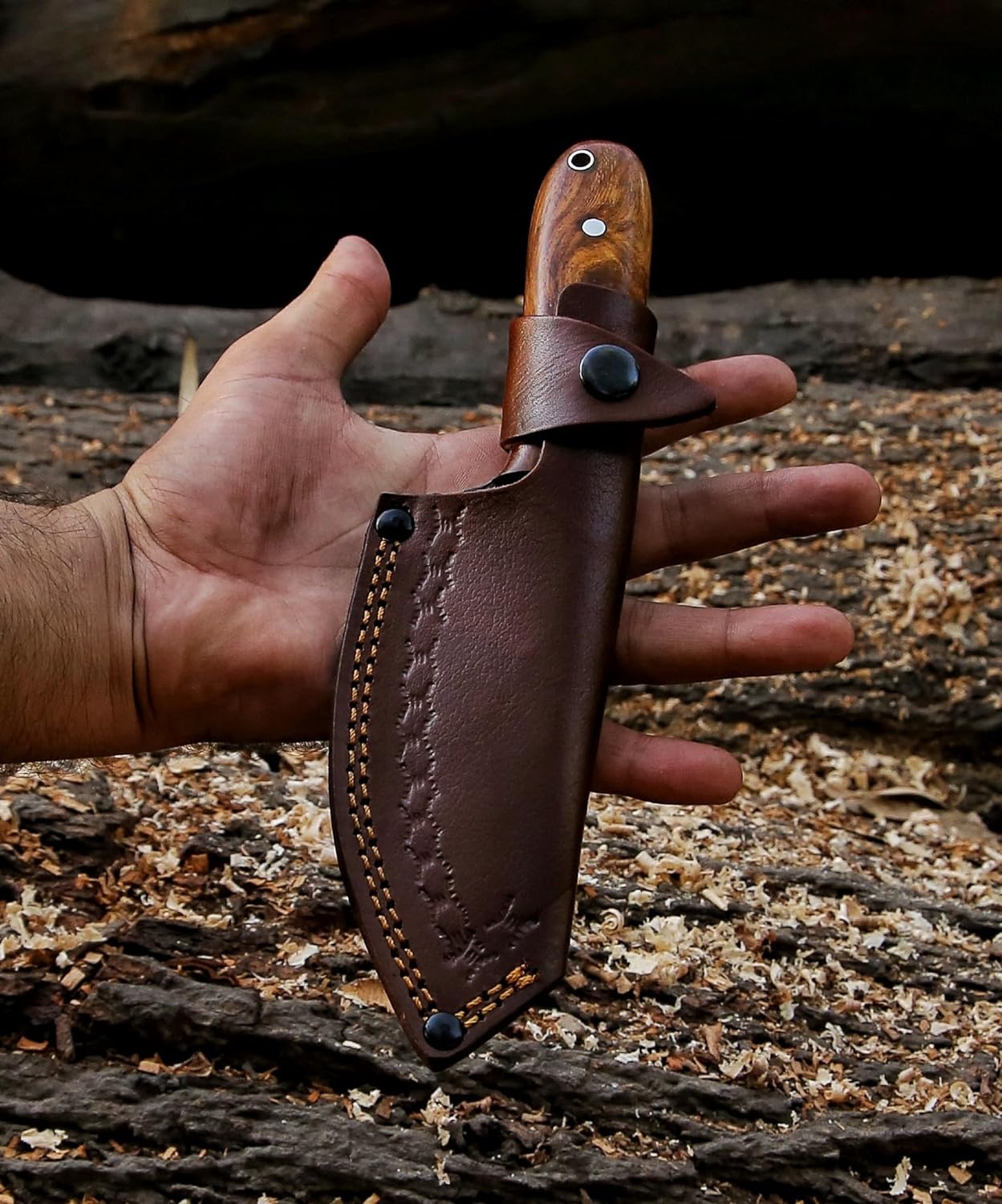 RidgeHunter High-Carbon Steel Survival Knife – 9-Inch Tactical Blade with Rosewood Handle