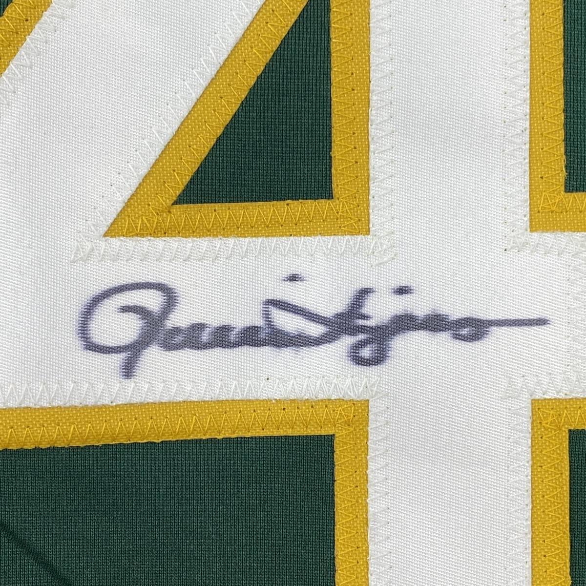 Autographed/Signed Rollie Fingers Oakland Green Baseball Jersey JSA COA