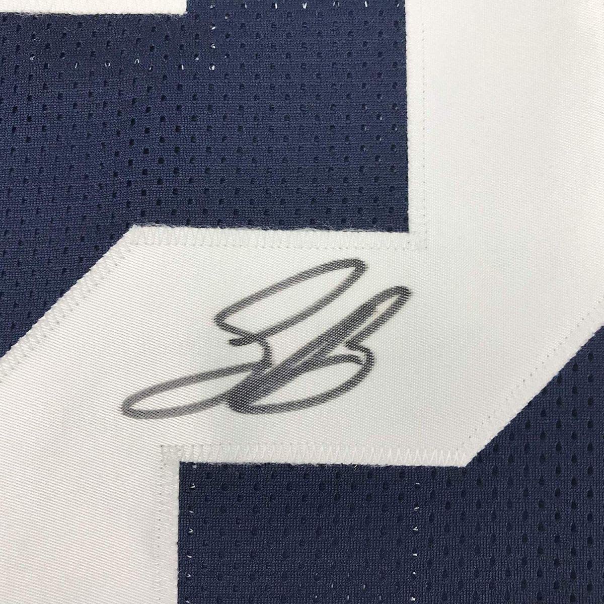 Autographed/Signed Saquon Barkley Penn State Blue Stat College Football Jersey JSA COA
