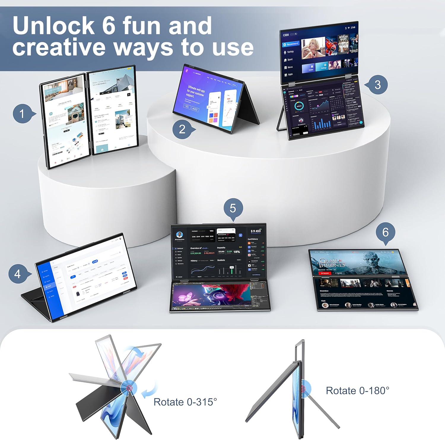 InnoView Foldable 15.6" Dual Portable Monitor-INVPM009-05B