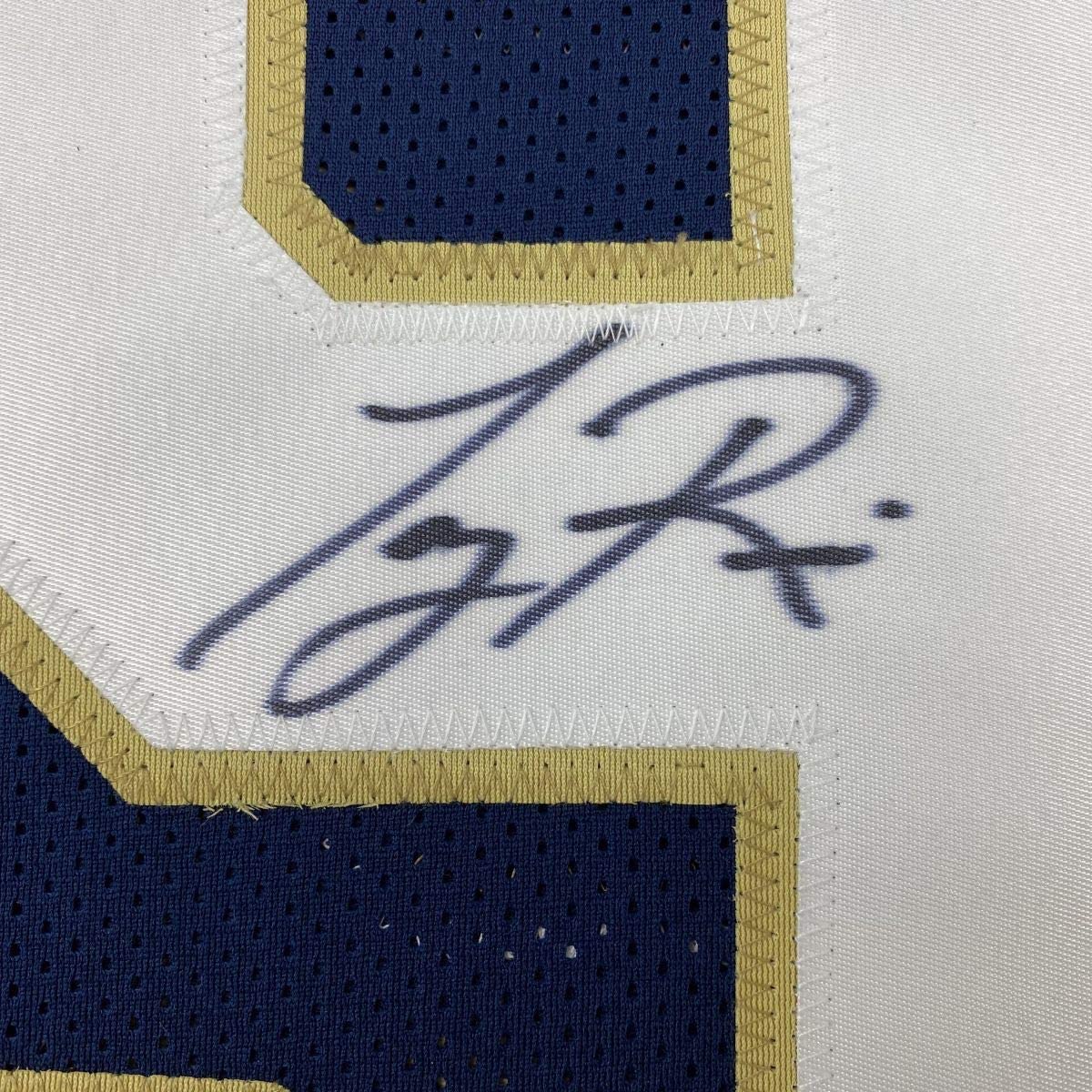 Autographed/Signed Tony Rice Notre Dame Blue College Football Jersey JSA COA