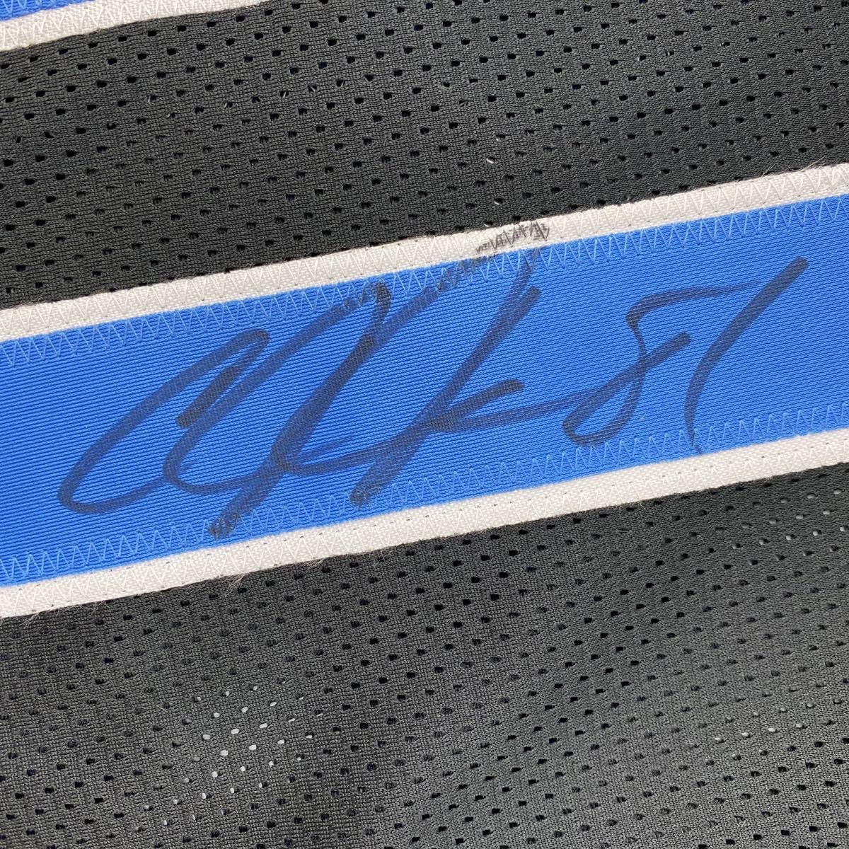 Autographed/Signed Calvin Johnson Detroit Black Football Jersey JSA COA