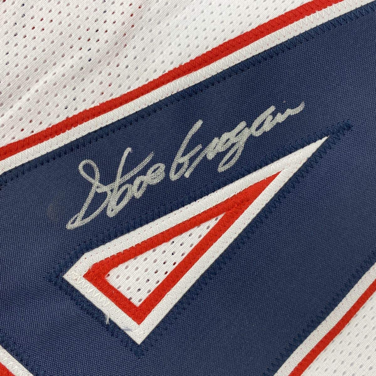 Autographed/Signed Steve Grogan New England White Modern Football Jersey JSA COA