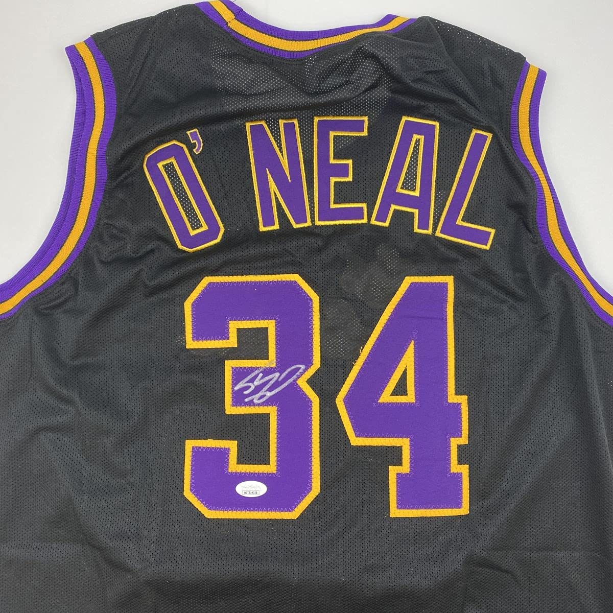 Autographed/Signed Shaquille Shaq O'Neal Los Angeles LA Black Basketball Jersey JSA COA