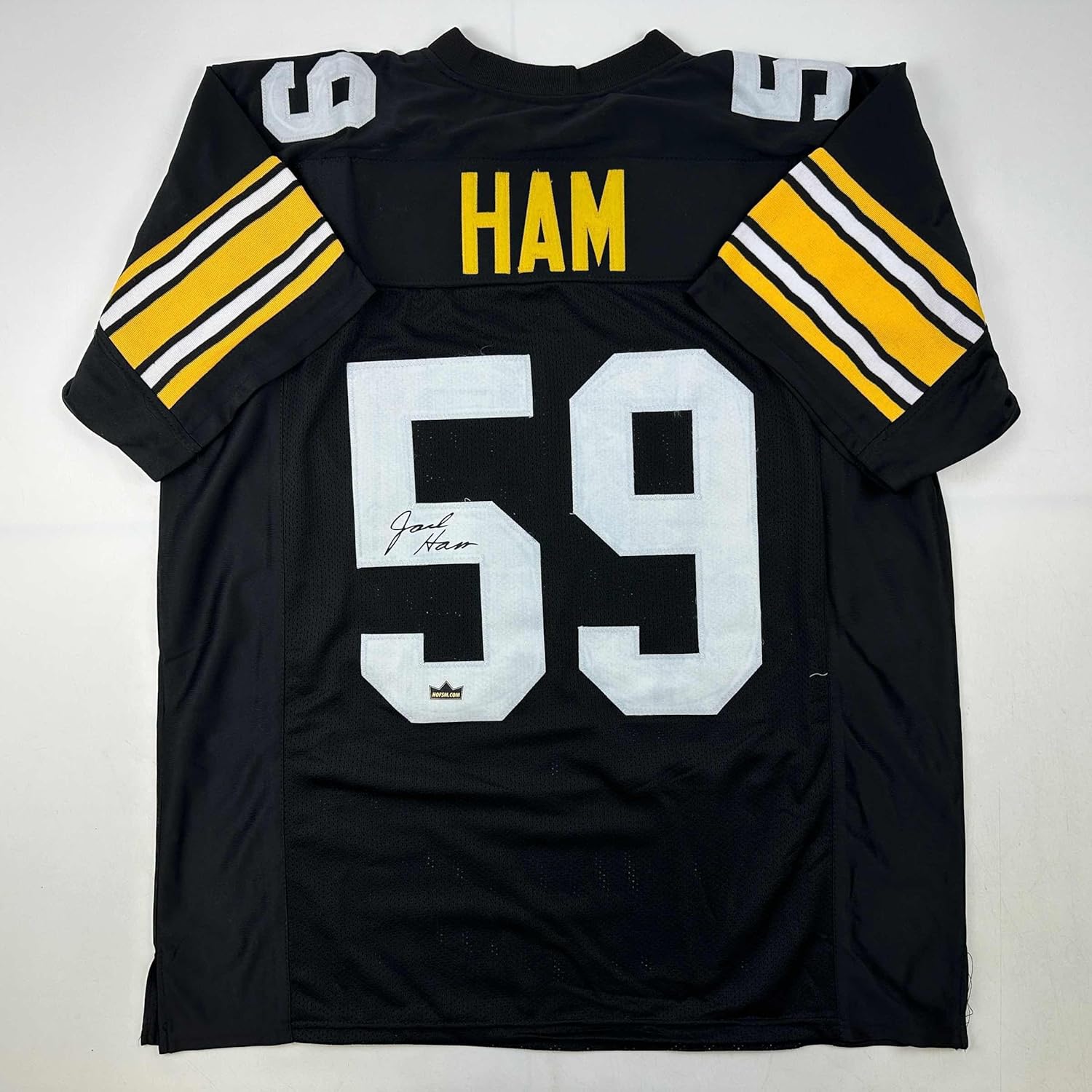 Facsimile Autographed Jack Ham Pittsburgh Black Reprint Laser Auto Football Jersey Size Men's XL