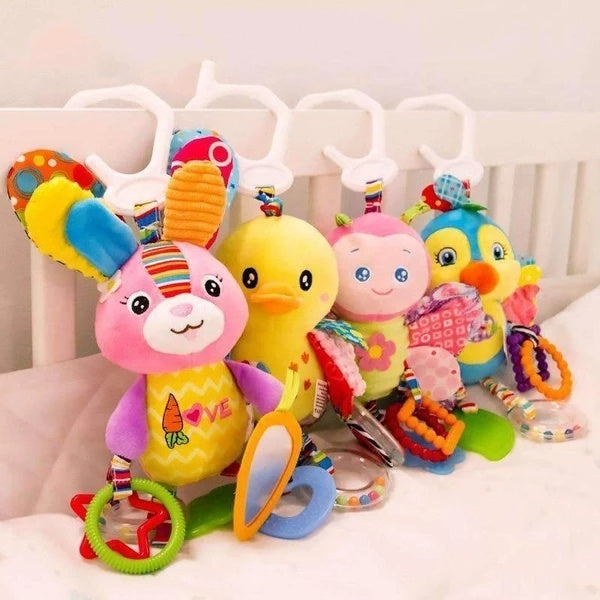 Soft Stroller Hanging Toys – Animal Plush Rattle for Babies