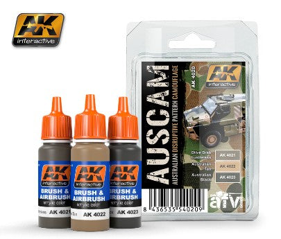 AK Interactive 4020 AFV Series: Australian Disruptive Pattern Camouflage Acrylic Paint Set (3 colors) 17ml Bottles (D)