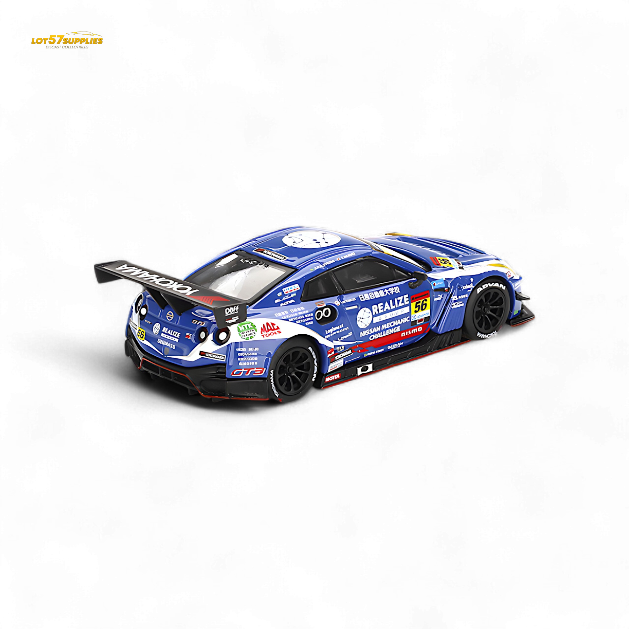 Mini-GT Nissan GT-R Nismo GT3 #56 "REALIZE MECHANIC CHALLENGE GT-R" 2023 SUPER GT SERIES #859 1:64