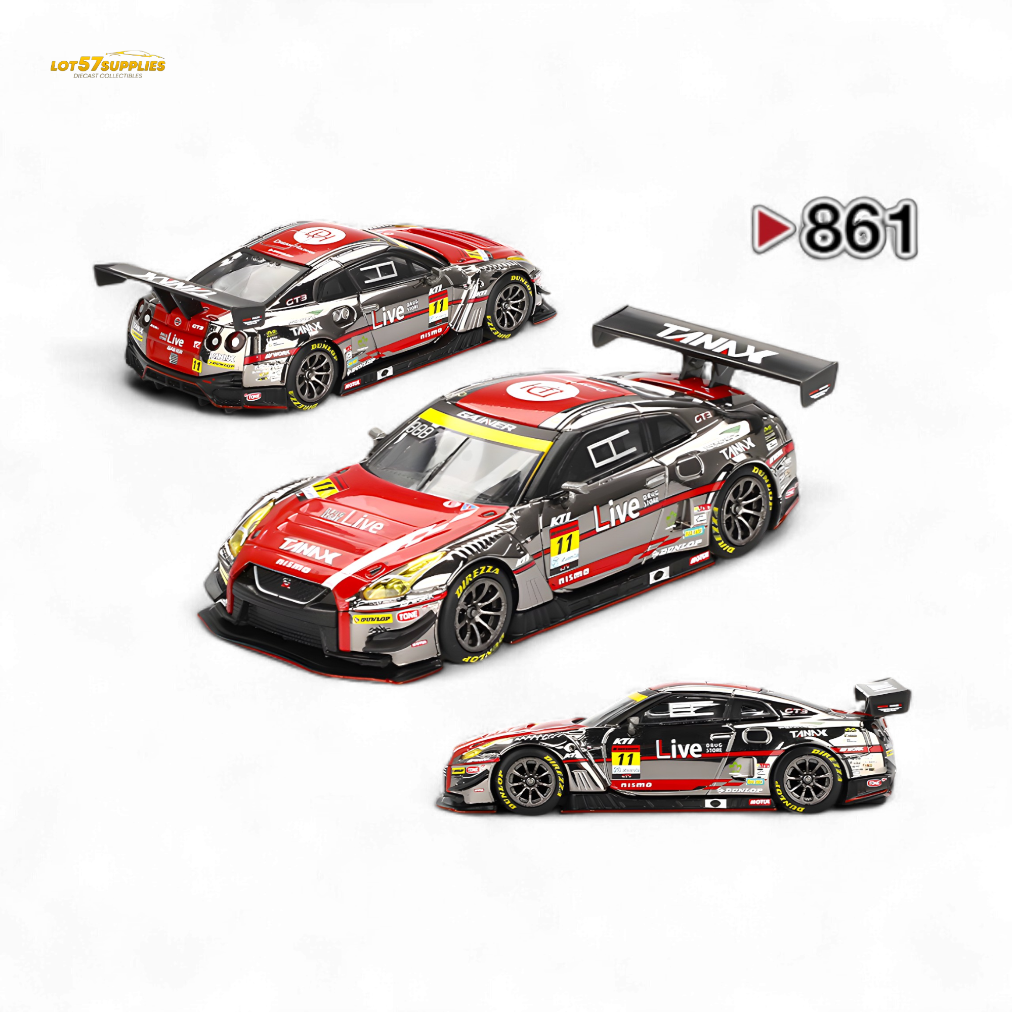 Mini-GT Nissan GT-R NISMO GT3 #11 "GAINER TANAX GT-R" GAINER 2023 SUPER GT SERIES #861 1:64
