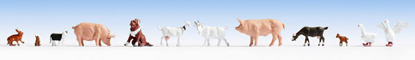 Noch 15711 HO Scale Small Farm Animal Set -- pkg(12)