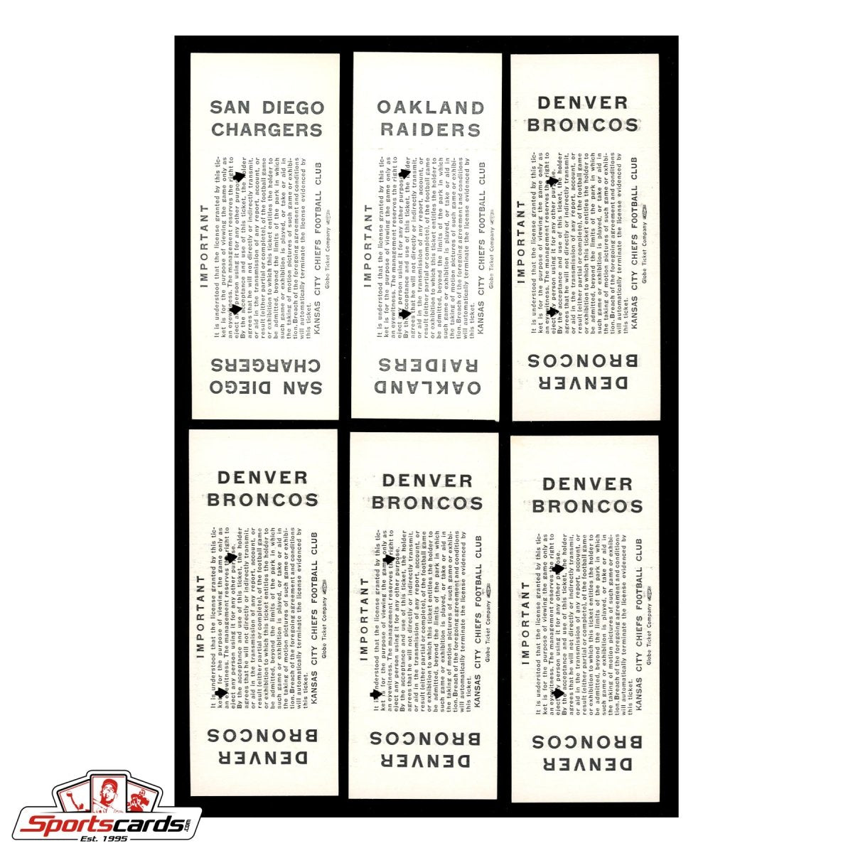 1963 Kansas City Chiefs Season Ticket Proofs Hoard Incl. Complete Books – (40) Tickets!