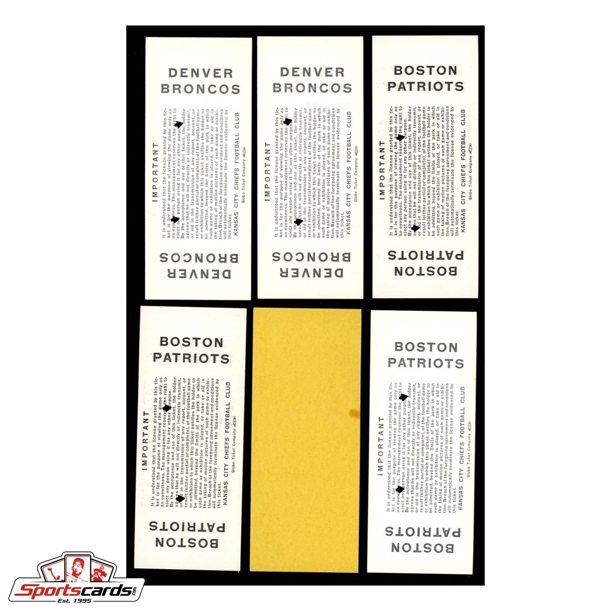 1963 Kansas City Chiefs Season Ticket Proofs Hoard Incl. Complete Books – (40) Tickets!