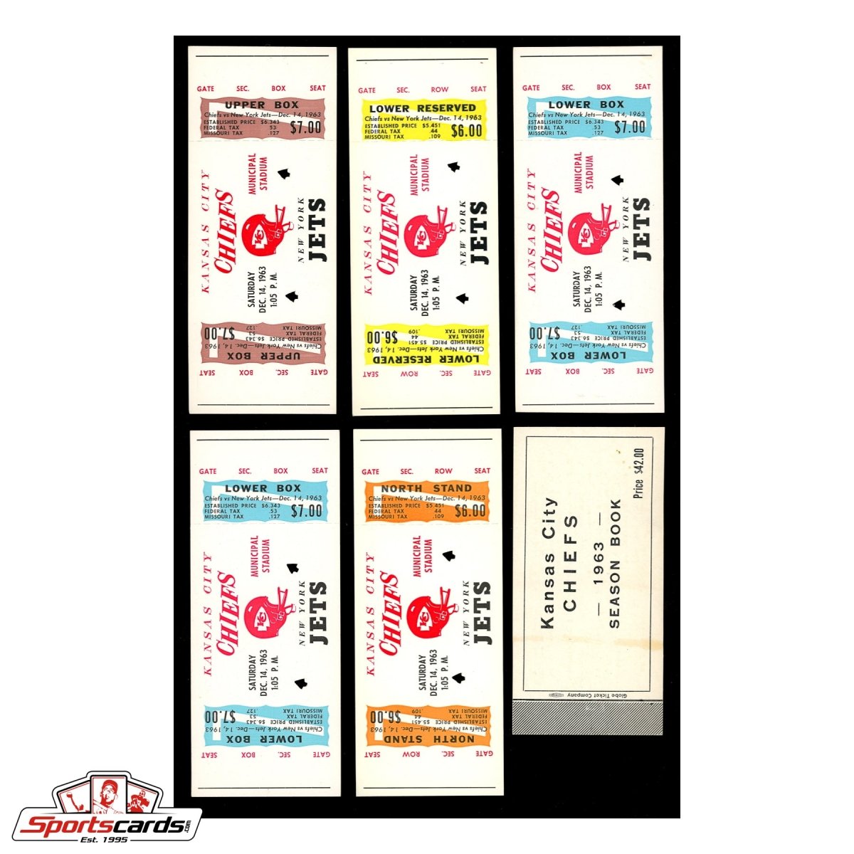 1963 Kansas City Chiefs Season Ticket Proofs Hoard Incl. Complete Books – (40) Tickets!
