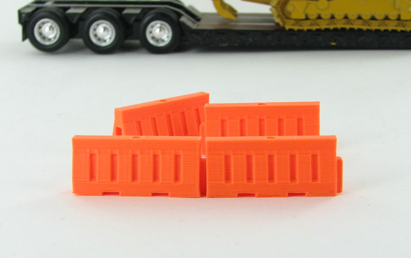 3D To Scale 50-102-OR 1/50 Scale Plastic Safety Barriers Water Filled Style