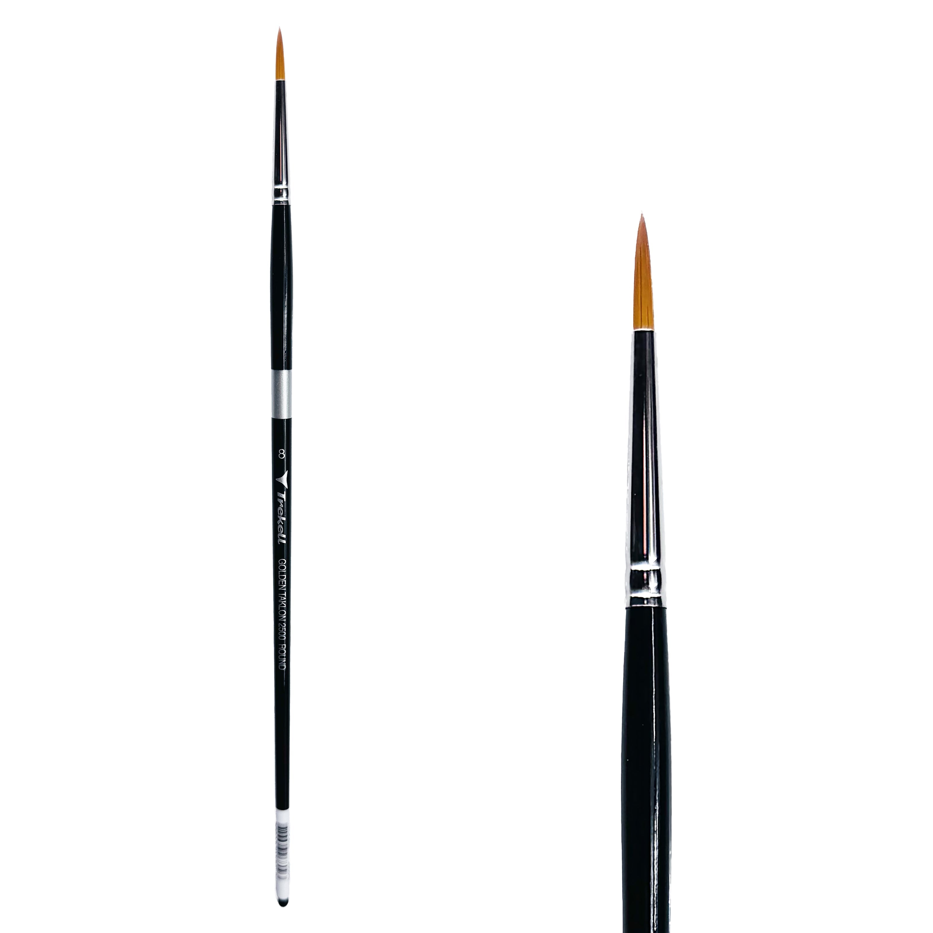 Trekell Golden Taklon Long Handle Artist Brush -  Size #8 Round