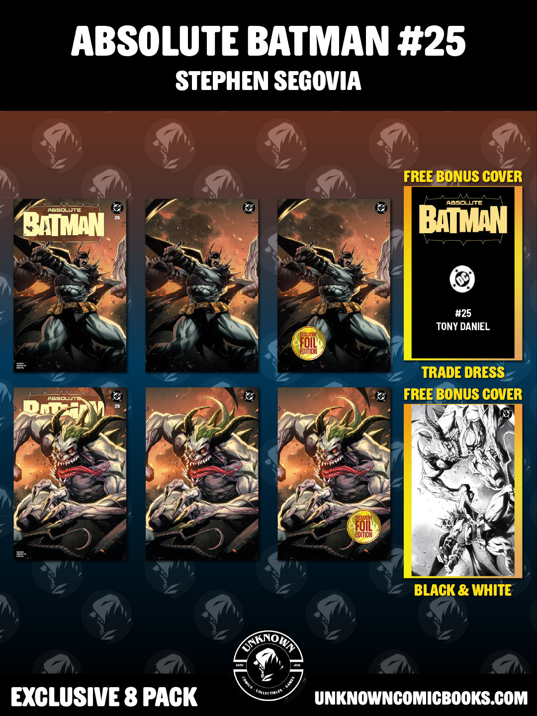 [8 PACK] ABSOLUTE BATMAN #25 STEPHEN SEGOVIA CONNECTING COVER EXCLUSIVE VAR [10/28/2026]