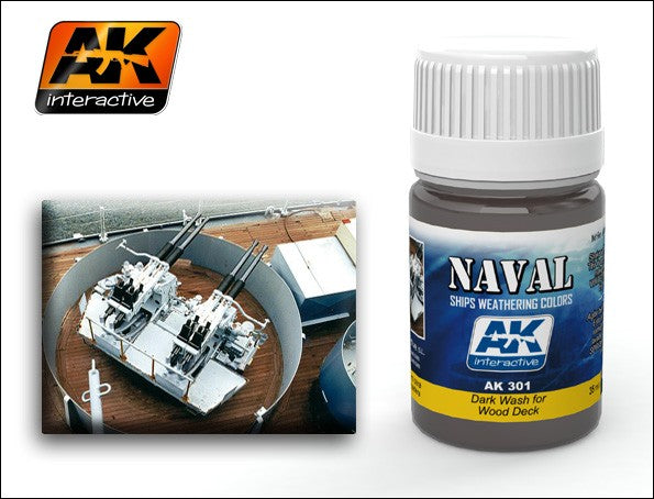 AK Interactive 301 Wood Deck Dark Wash Enamel Paint 35ml Bottle