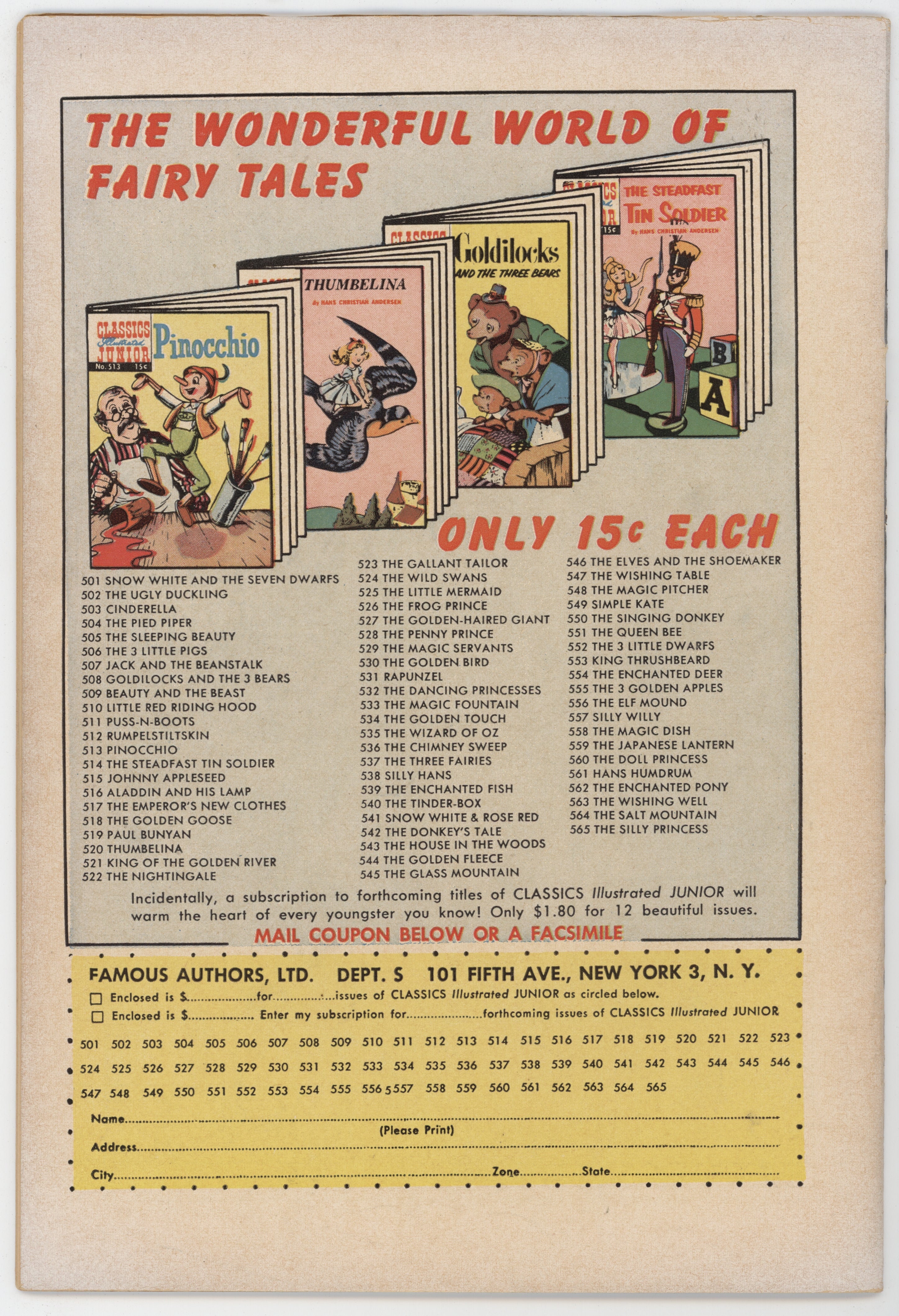 Classics Illustrated Junior 522 Gilberton 1956 FN Nightingale HRN 565