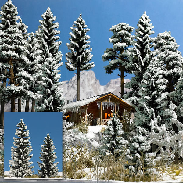 Busch 6152 HO Scale Snow Covered Spruce pkg(2) -- 90mm, 120mm