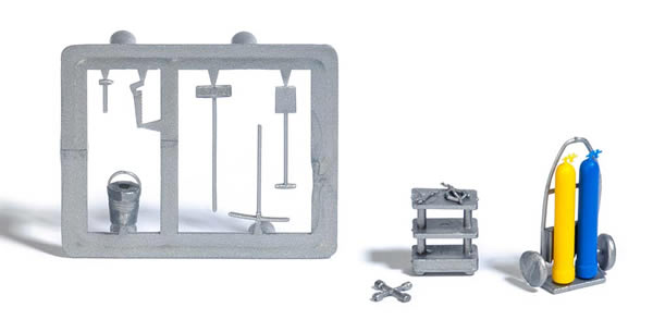 Busch 7785 HO Scale Welding Torch, Tools & Tank Cart