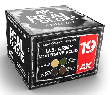 AK Interactive RCS19 Real Colors: US Army Modern Vehicle Acrylic Lacquer Paint Set (4) 10ml Bottles