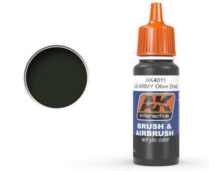 AK Interactive 4011 US Army Olive Drab Acrylic Paint 17ml Bottle