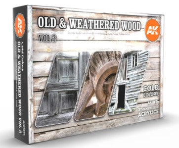AK Interactive 11674 Old & Weathered Wood Vol.2 3G Acrylic Paint Set (6 Colors)