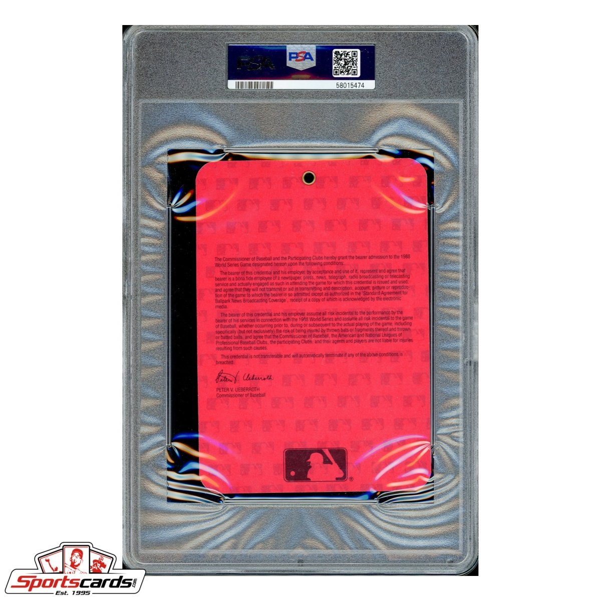 1988 World Series Game 6 & 7 NBC TV Press Pass A's vs. Dodgers - PSA EX-MT 6