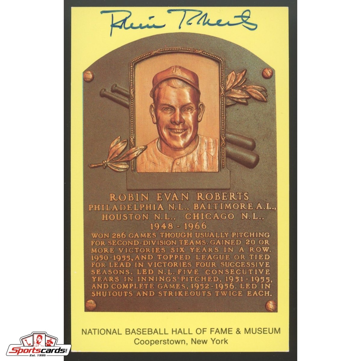 Robin Roberts Signed Auto Hall of Fame HOF Postcard - JSA