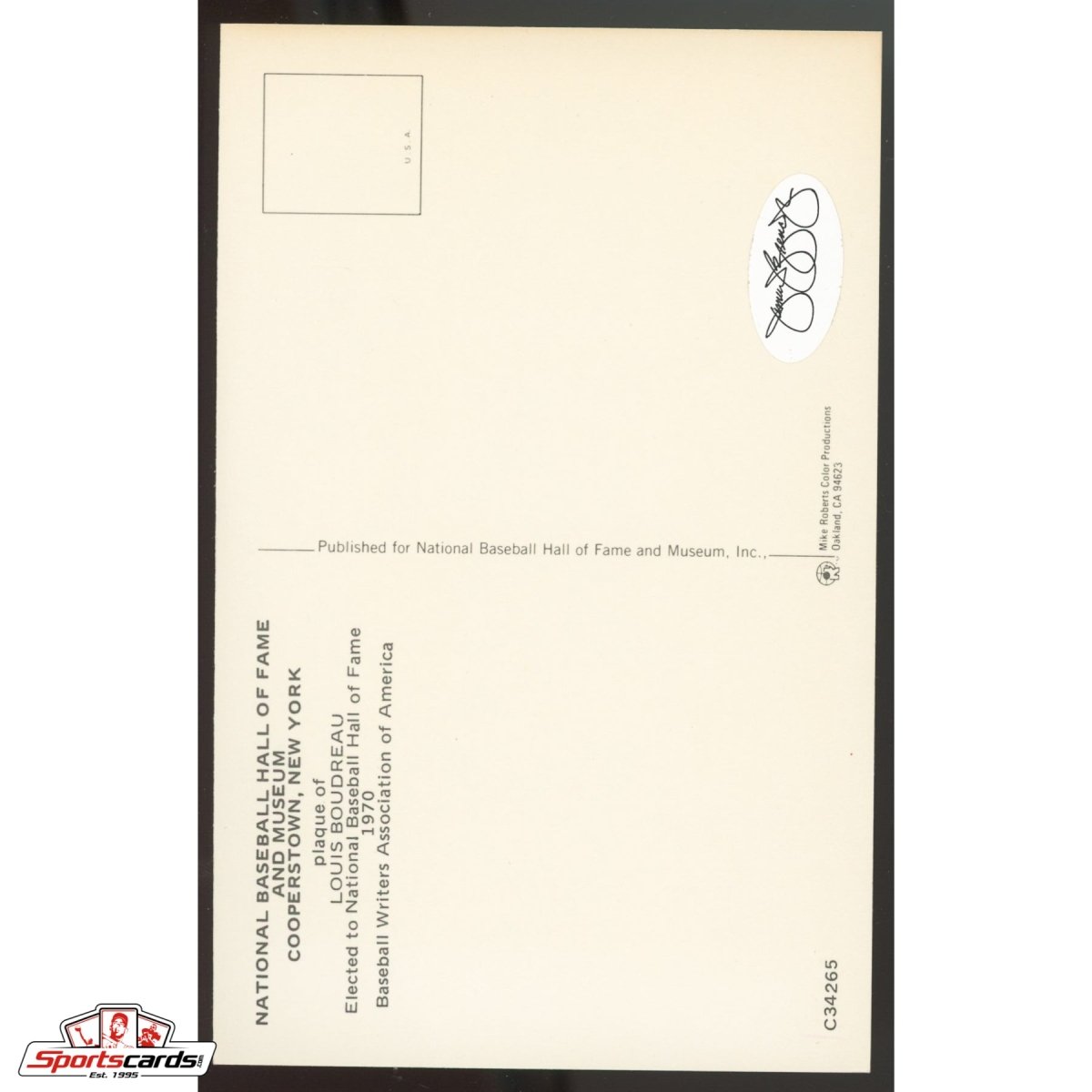 Lou Boudreau Signed Auto Hall of Fame HOF Postcard - JSA