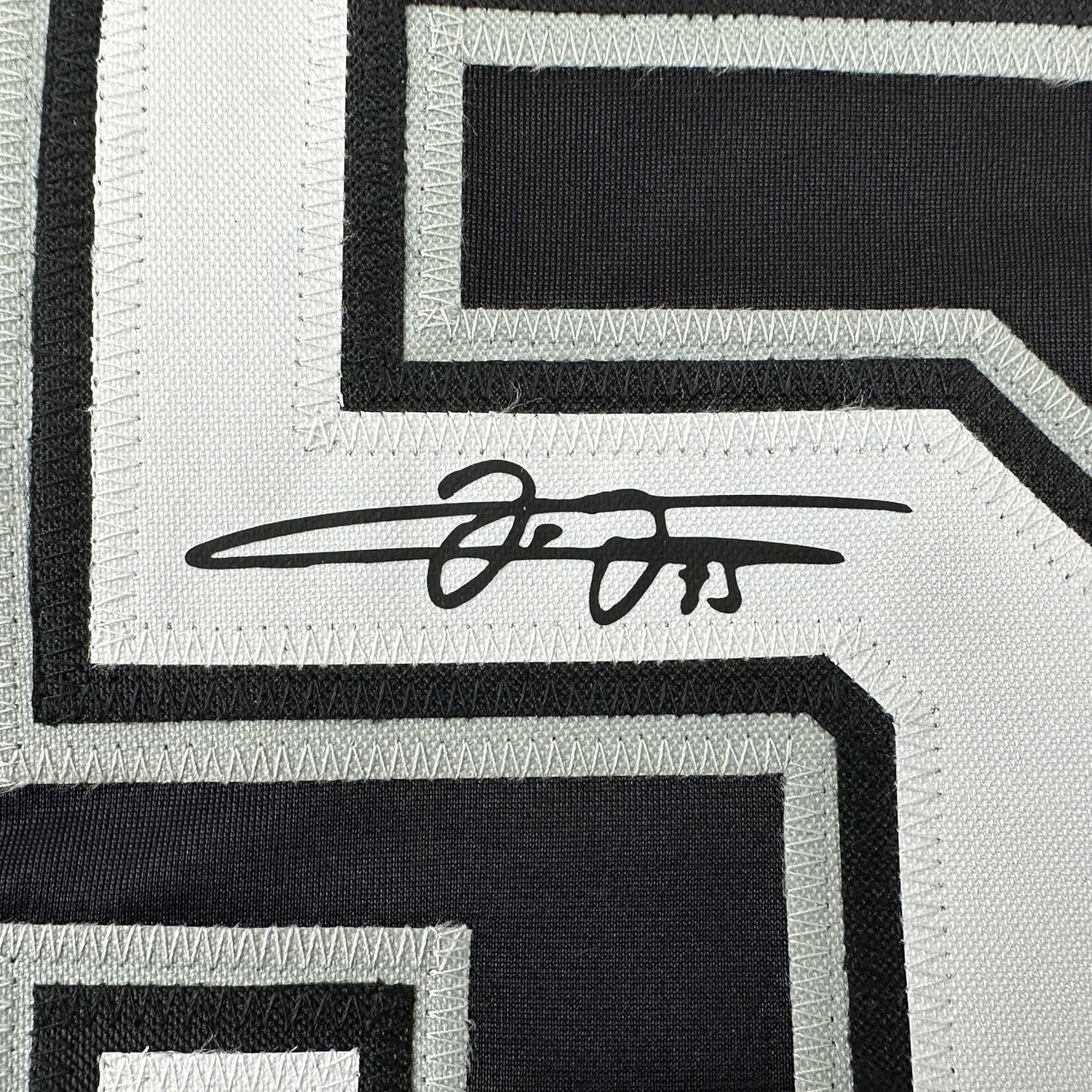 Framed Facsimile Autographed Frank Thomas 35x39 Chicago Black Reprint Laser Auto Baseball Jersey