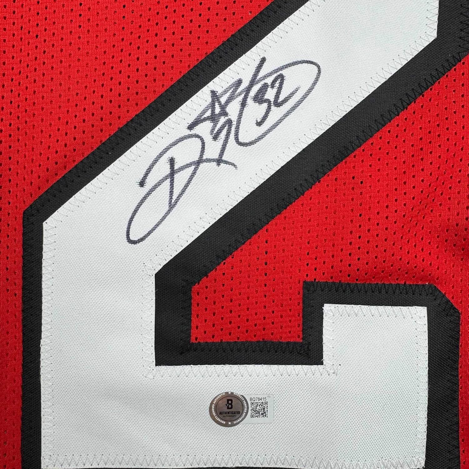 Framed Autographed/Signed Ricky Watters 35x39 San Francisco Alternate Red Football Jersey Beckett BAS COA