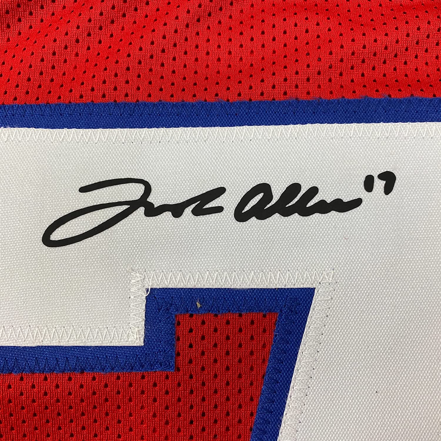 Framed Facsimile Autographed Josh Allen 35x39 Buffalo Red Reprint Laser Auto Football Jersey Size Men's XL