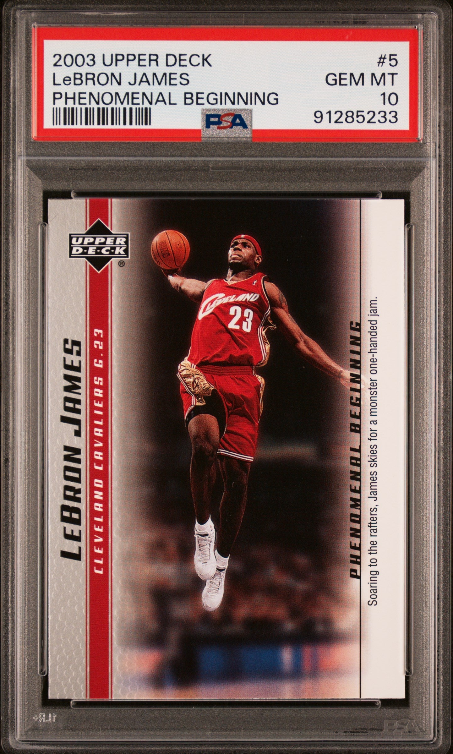 Graded 2003-04 Upper Deck UD LeBron James #5 Phenomenal Beginning Rookie RC Basketball Card PSA 10 Gem Mint