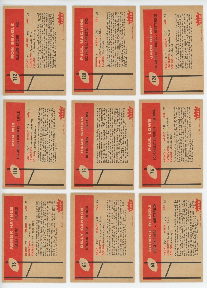 1960 FLEER FOOTBALL COMPLETE SET BREAK - 6 CARDS PER BOX!