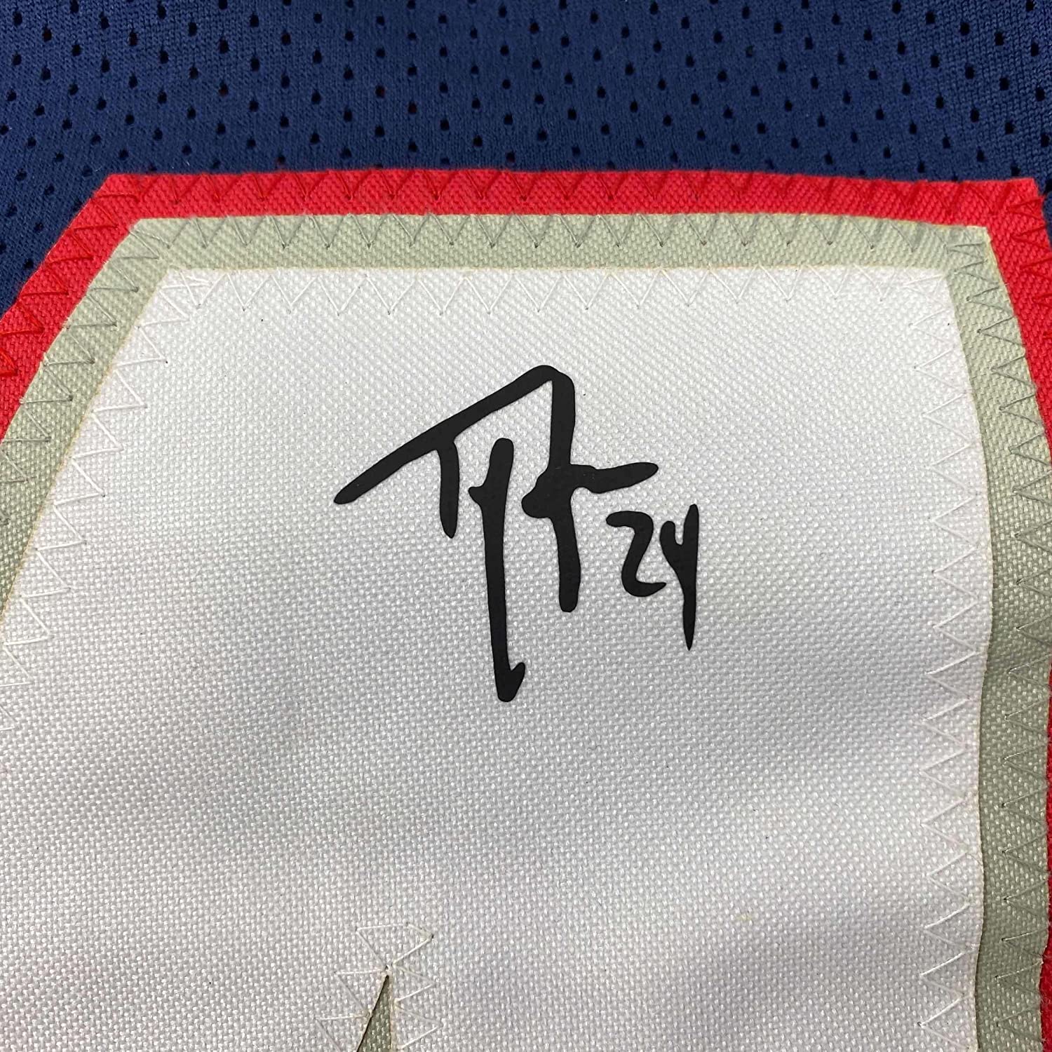 Framed Facsimile Autographed Ty Law 35x39 New England Blue Reprint Laser Auto Football Jersey