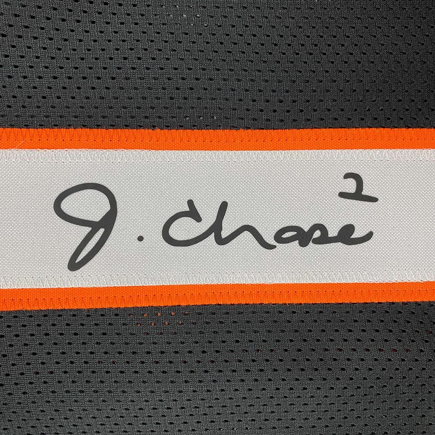 Framed Facsimile Autographed Ja'Marr Chase 35x39 Cincinnati Black Reprint Laser Auto Football Jersey Size Men's XL