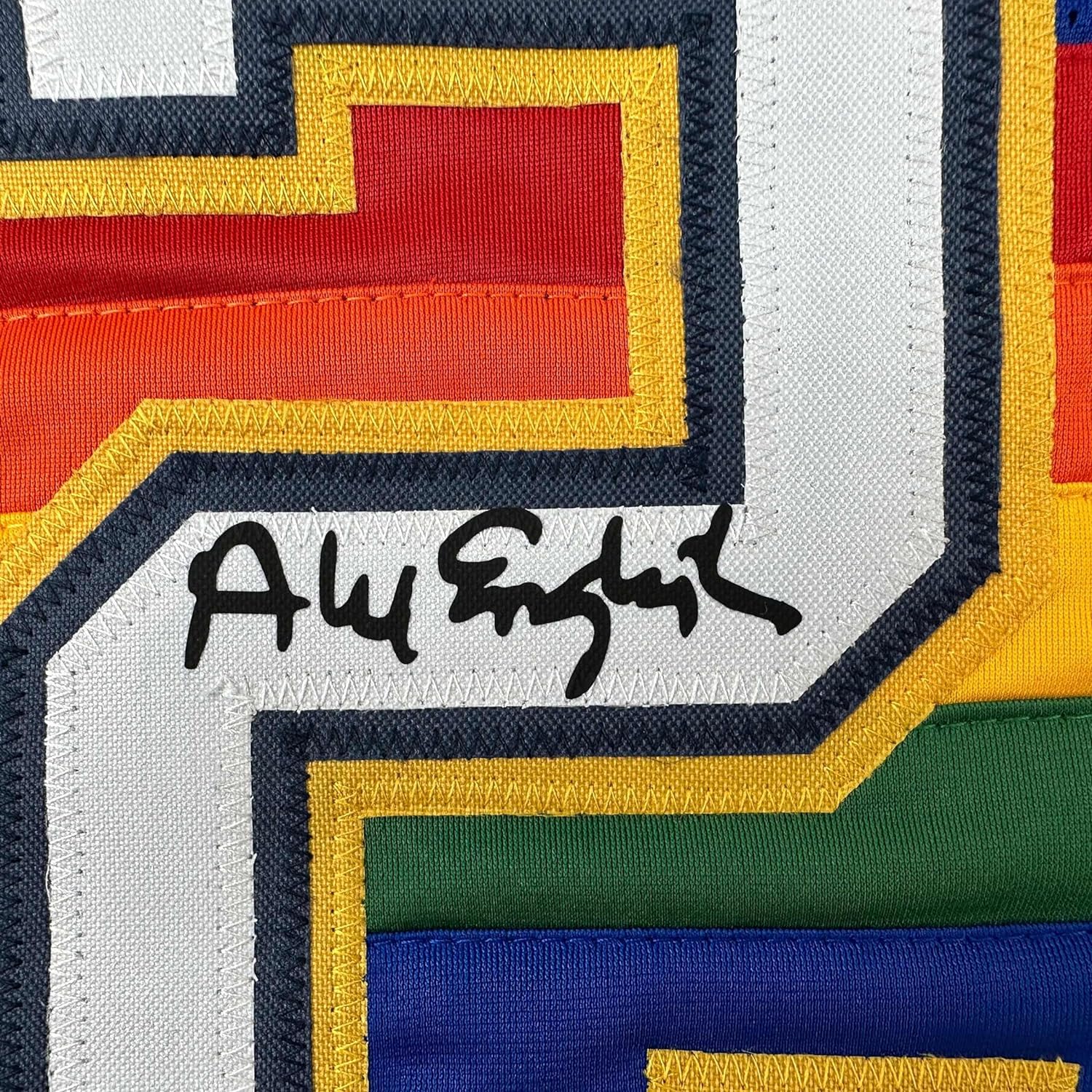 Framed Facsimile Autographed Alex English 35x39 Denver Blue Reprint Laser Auto Basketball Jersey