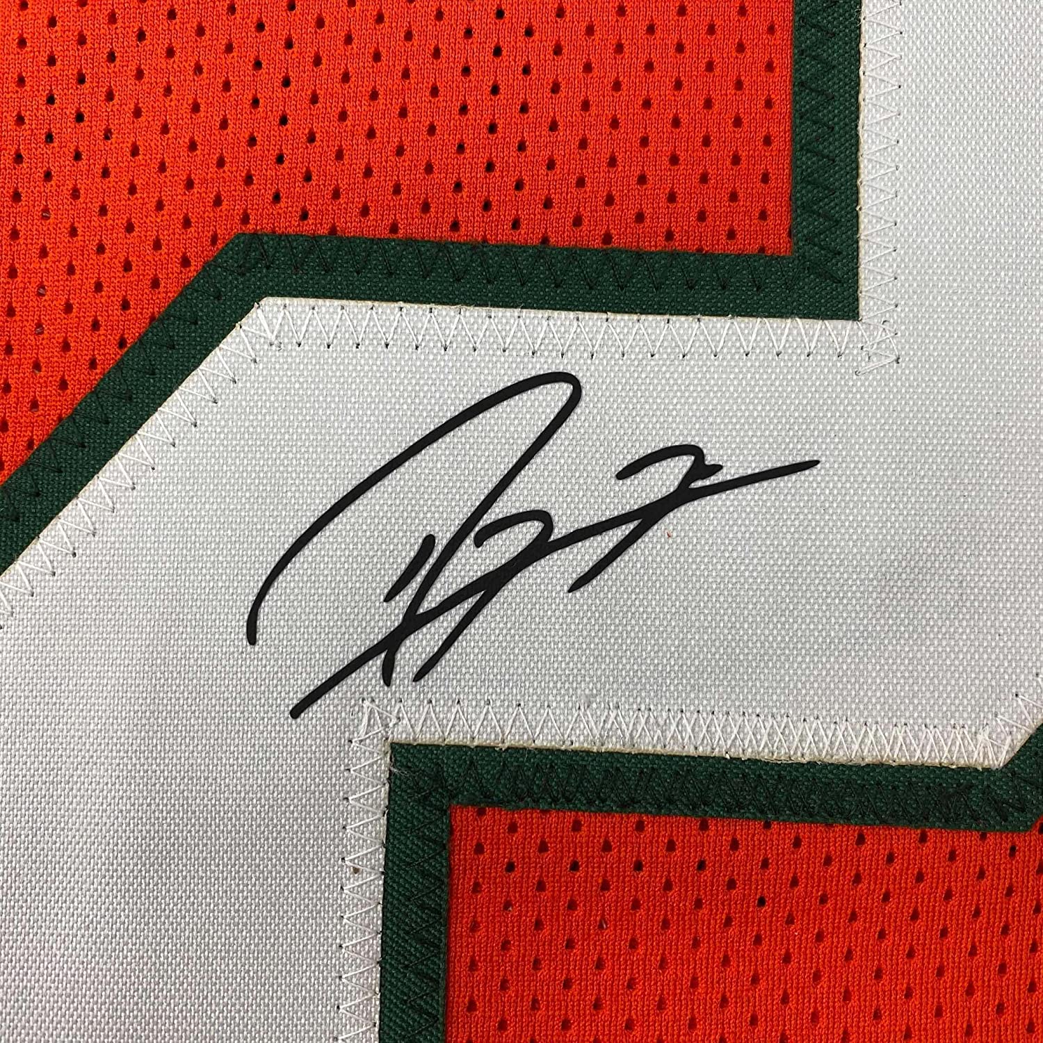 Framed Facsimile Autographed Ray Lewis 35x39 Miami Orange Reprint Laser Auto College Football Jersey