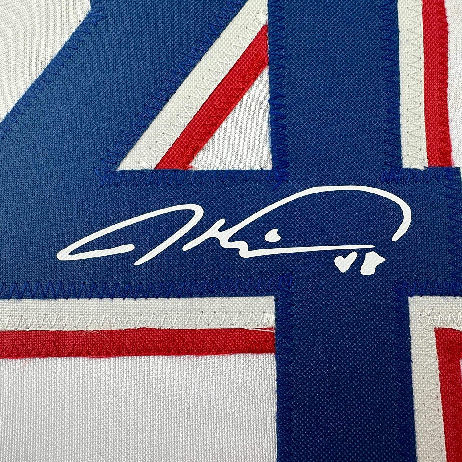 Framed Facsimile Autographed Jacob DeGrom 35x39 Texas White Reprint Laser Auto Baseball Jersey