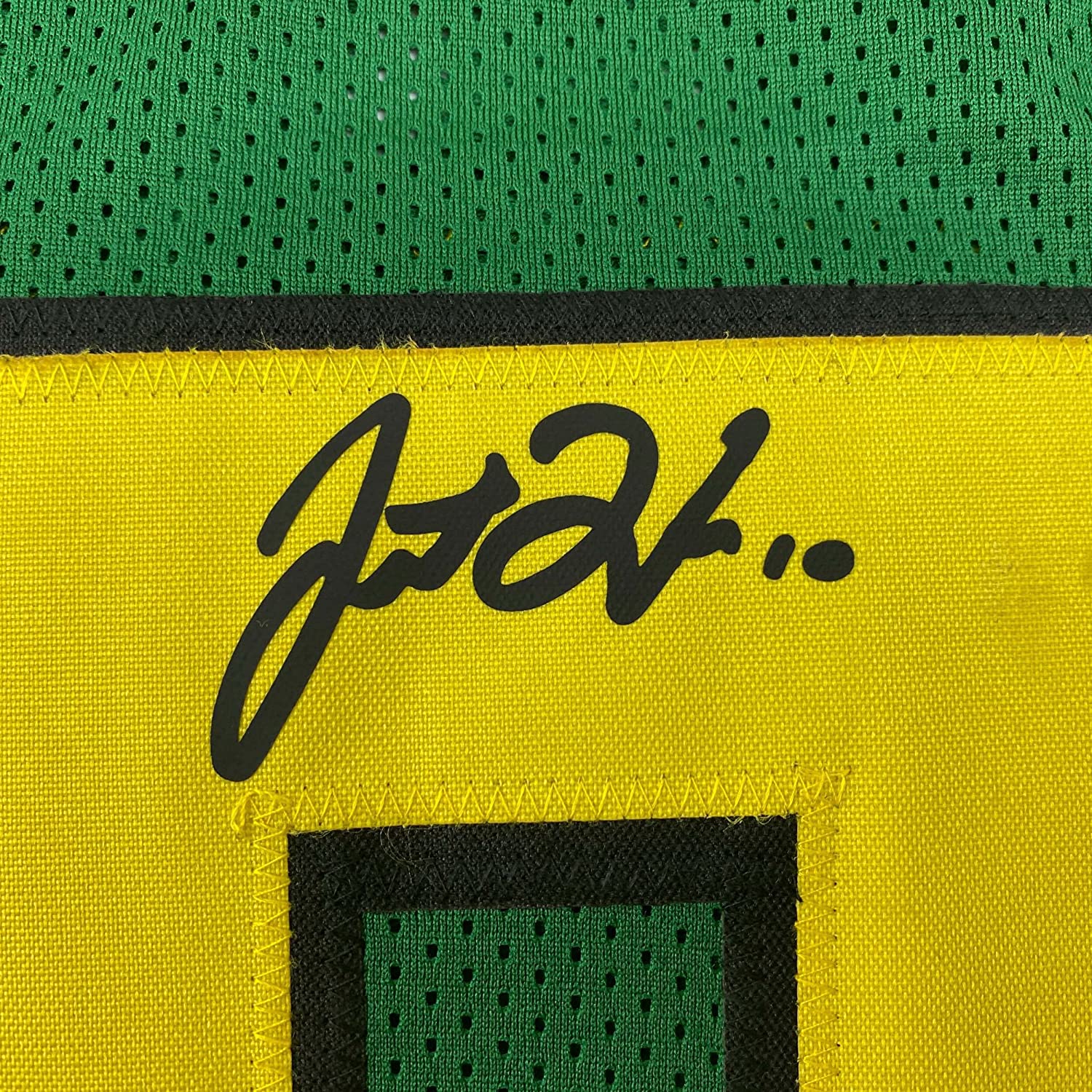 Framed Facsimile Autographed Justin Herbert 35x39 Oregon Green Reprint Laser Auto College Football Jersey Size Men's XL