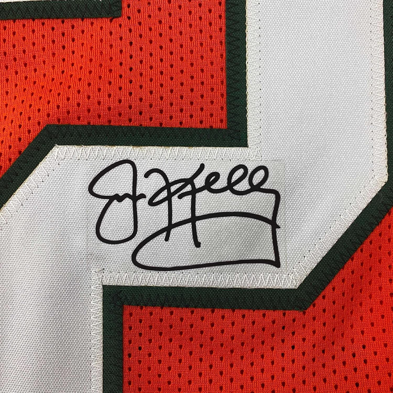 Framed Facsimile Autographed Jim Kelly 35x39 Miami Orange Reprint Laser Auto College Football Jersey