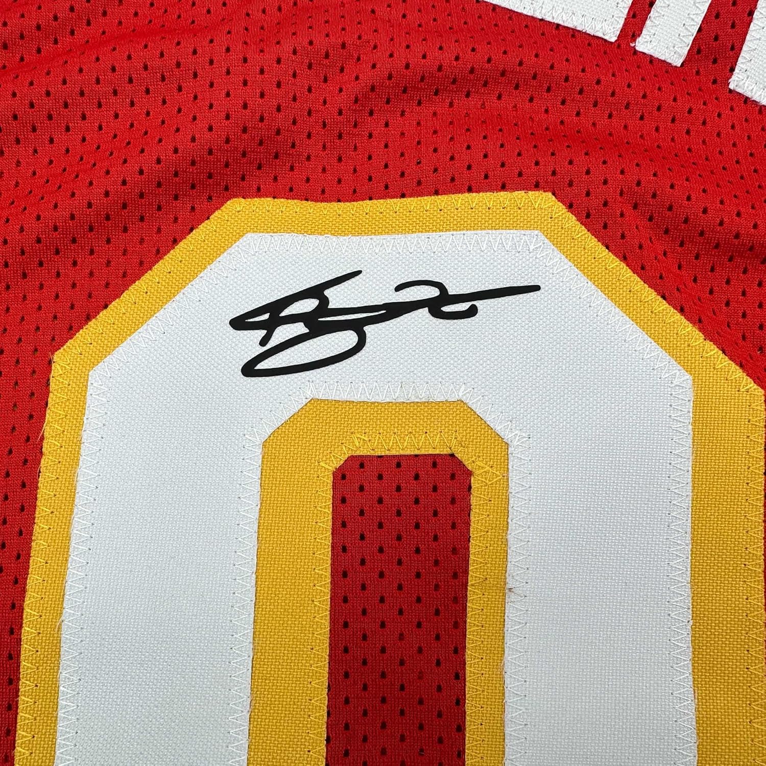 Framed Facsimile Autographed Zaccharie Risacher 35x39 Atlanta Red Reprint Laser Auto Basketball Jersey