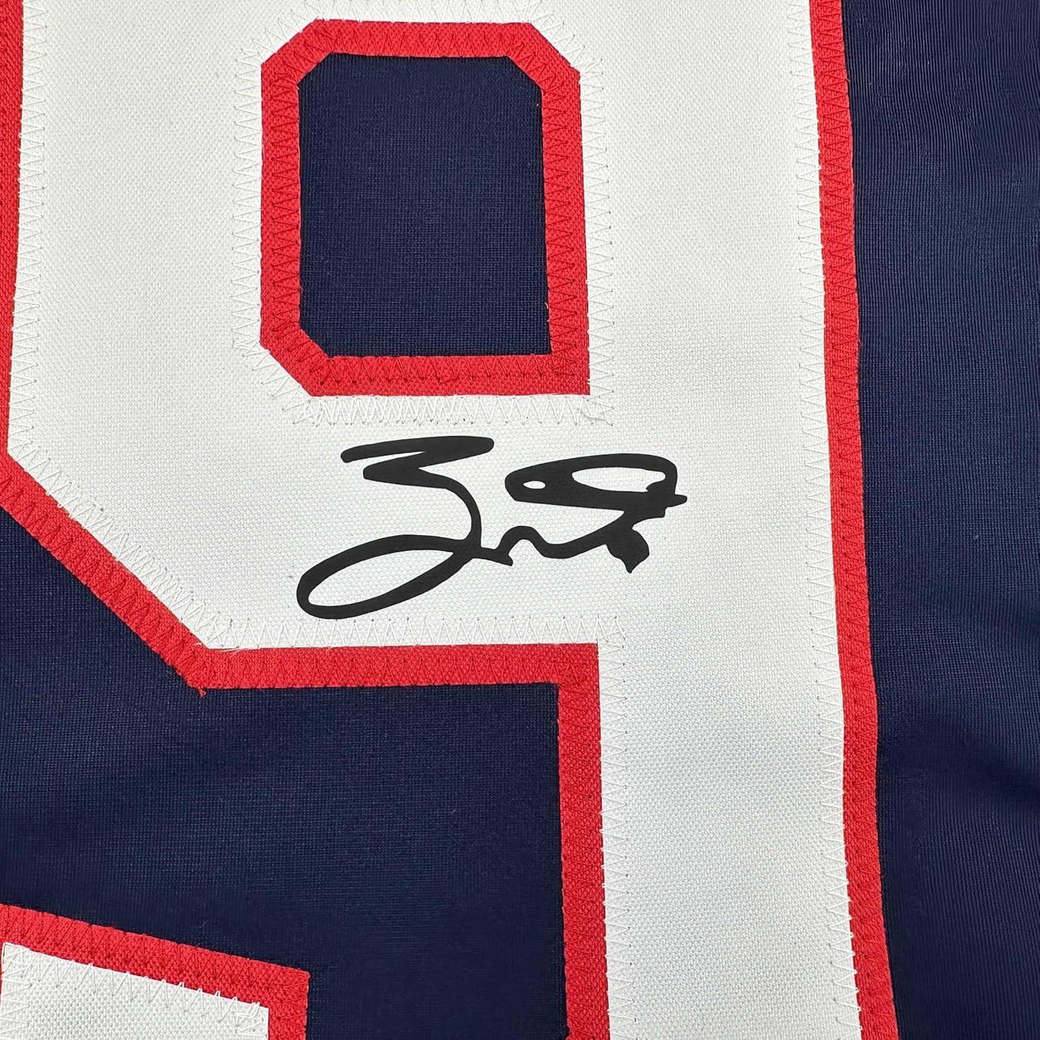Framed Facsimile Autographed Jack Eichel 35x39 United States USA Blue 2025 4 Nations Face-Off Reprint Laser Auto Hockey Jersey
