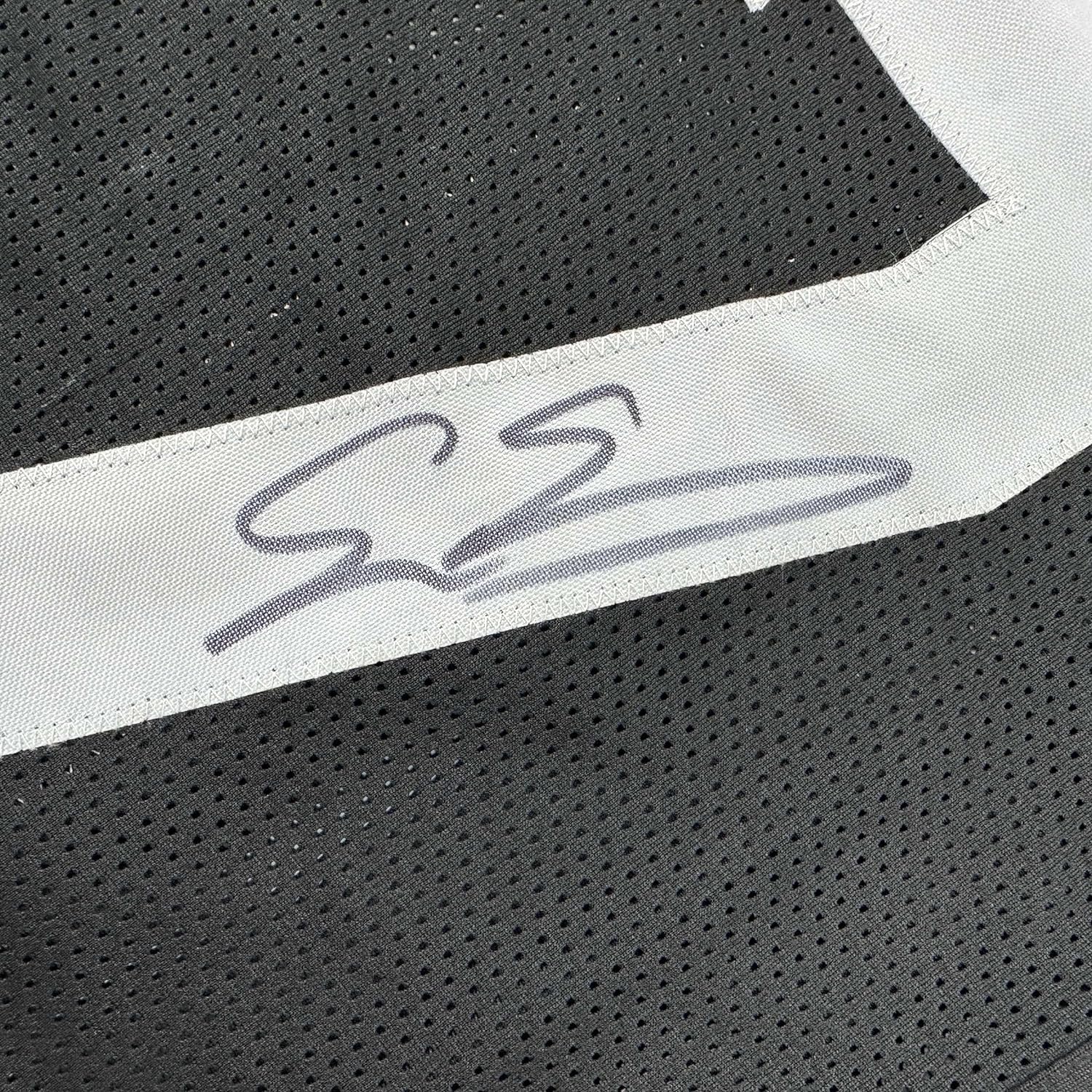 Framed Autographed/Signed Evan Engram 35x39 Jacksonville Black Football Jersey Beckett BAS COA