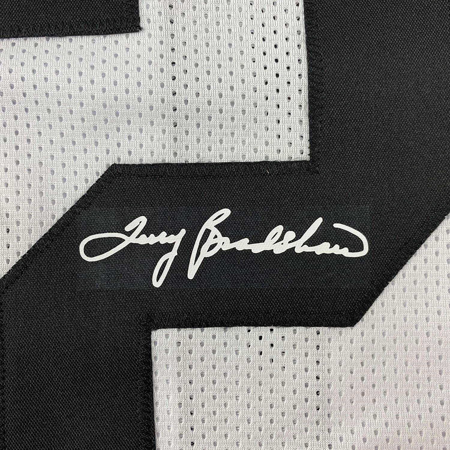 Framed Facsimile Autographed Terry Bradshaw 35x39 Pittsburgh White Reprint Laser Auto Football Jersey