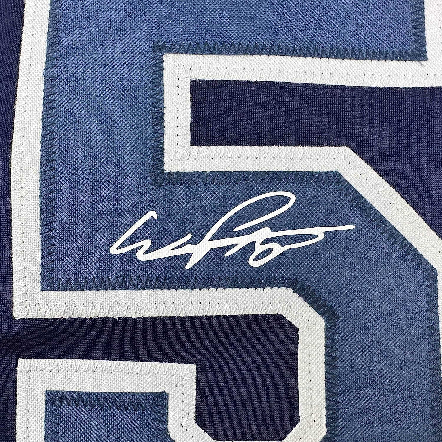 Framed Facsimile Autographed Wander Franco 35x39 Tampa Bay Navy Blue Reprint Laser Auto Baseball Jersey
