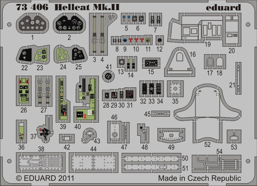 Eduard 73406 1/72 Aircraft- Hellcat Mk II for EDU (Painted Self Adhesive)