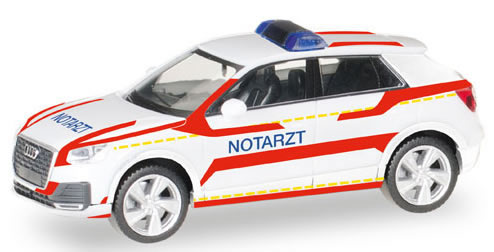 Herpa 93361 HO Scale Audi Q2 - Assembled -- First Responder (white, red, German Lettering)